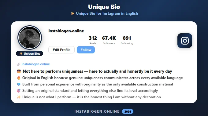 Unique Bio for Instagram in English